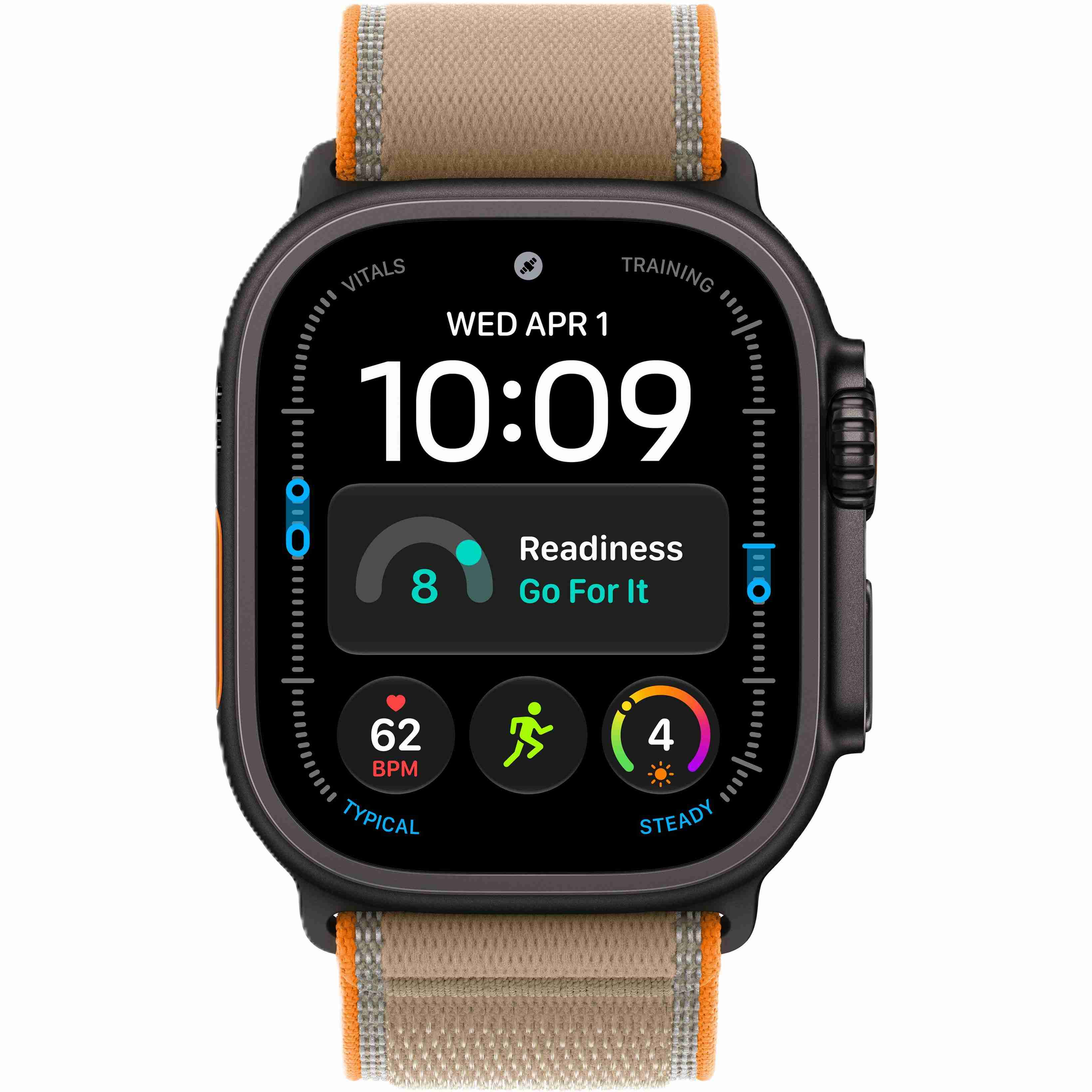 Apple Watch Ultra 4 GPS + Cellular, 49 мм, корпус из чёрного титана, ремешок Trail песочного цвета