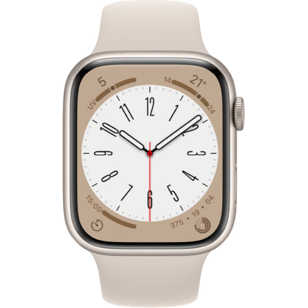 Apple Watch Series 8, 41 мм, корпус из алюминия цвета «сияющая звезда», спортивный ремешок «сияющая звезда»