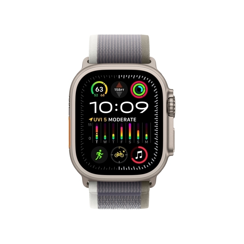 Apple Watch Ultra 2 GPS + Cellular, 49 мм, корпус из титана, ремешок Trail зеленого/серого цвета