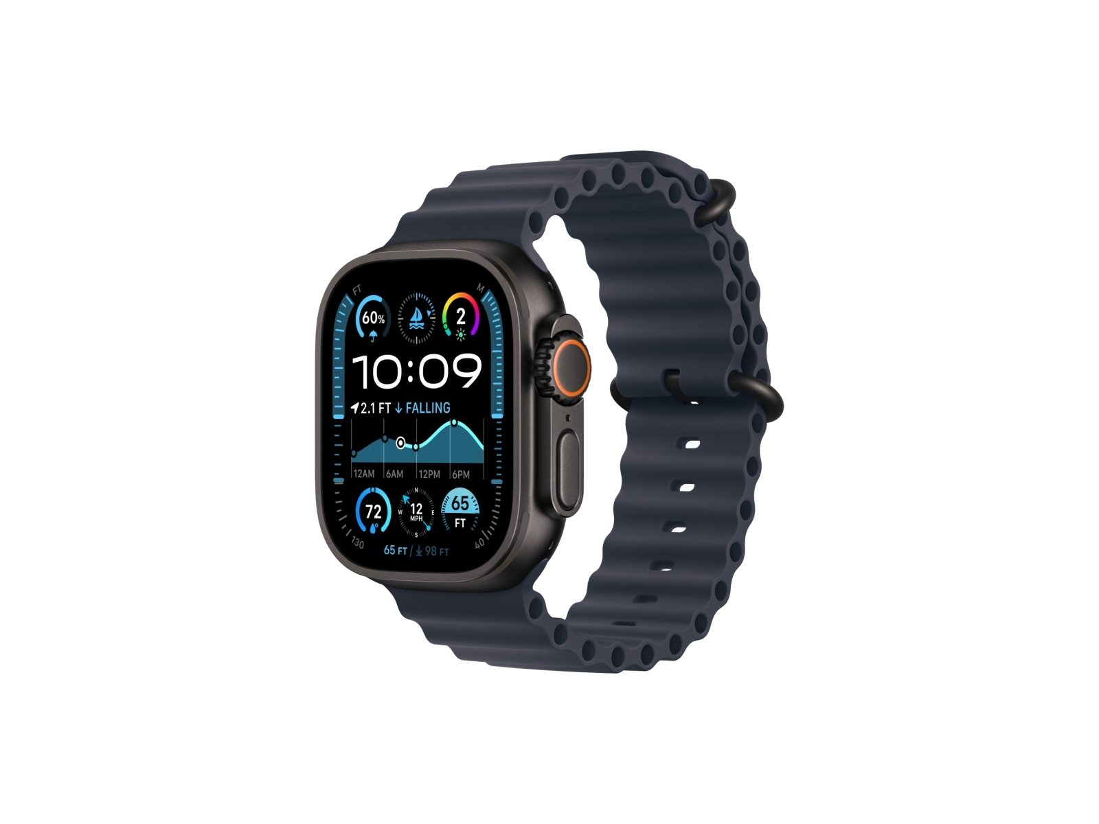 Apple Watch Ultra 2 GPS + Cellular, 49 мм, корпус из черного титана, ремешок Ocean темно-синего цвета