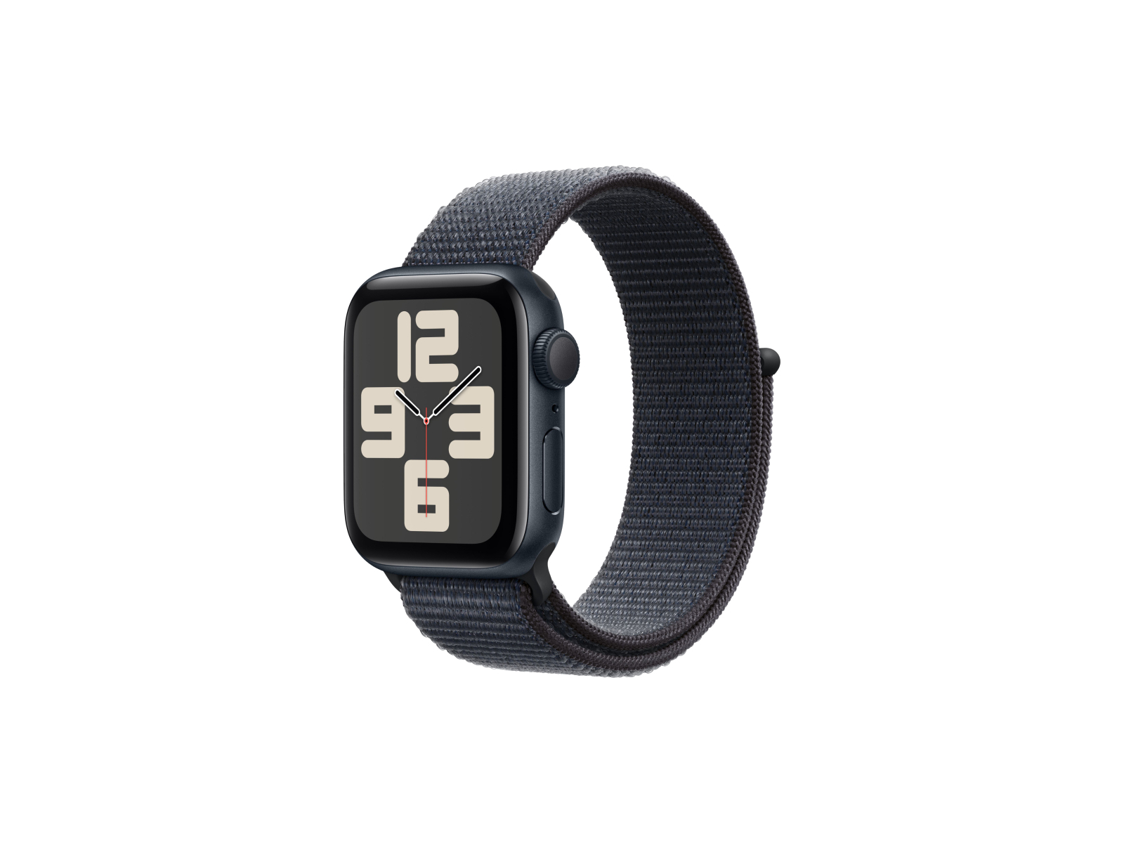 Apple Watch SE (2024), 40 мм, корпус из алюминия цвета «полуночный черный», спортивный ремешок Loop темно-синего цвета