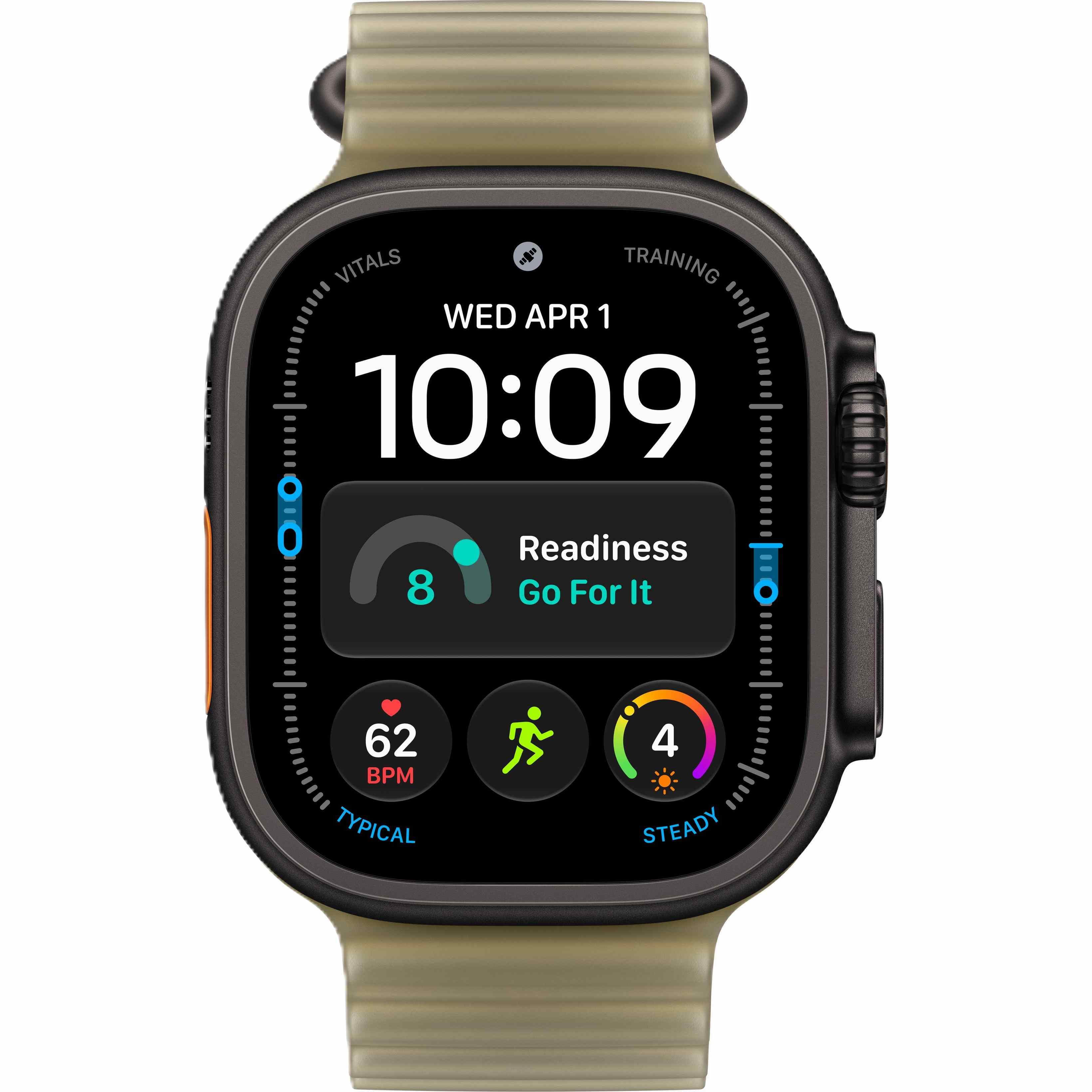 Apple Watch Ultra 4 GPS + Cellular, 49 мм, корпус из чёрного титана, ремешок Ocean цвета «полупрозрачная ламинария»