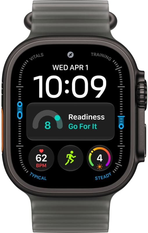 Apple Watch Ultra 4 GPS + Cellular, 49 мм, корпус из чёрного титана, ремешок Ocean цвета «полупрозрачный чёрный»