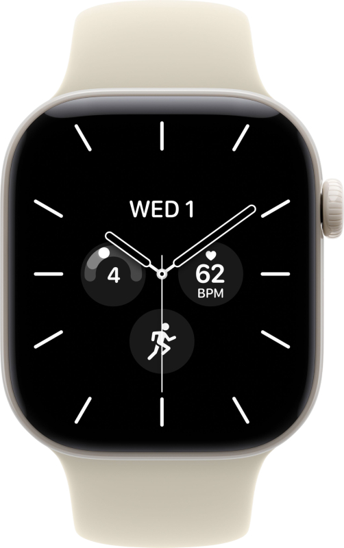 Apple Watch Series 12, 46 мм, Ceramic, корпус жемчужно-белого цвета, спортивный ремешок песочного цвета