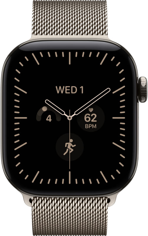 Apple Watch Series 12, 46 мм, корпус из титана, ремешок Milanese цвета «Натуральный титан»