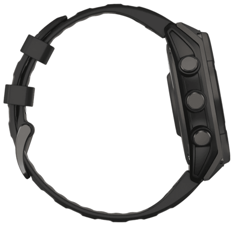 Умные часы Garmin Fenix 8 47 мм, Solar, титан с DLC, сапфир, силиконовый ремешок цвета чёрный/«серая галька»