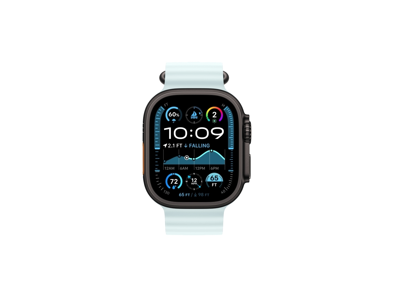 Apple Watch Ultra 2 GPS + Cellular, 49 мм, корпус из черного титана, ремешок Ocean голубого цвета