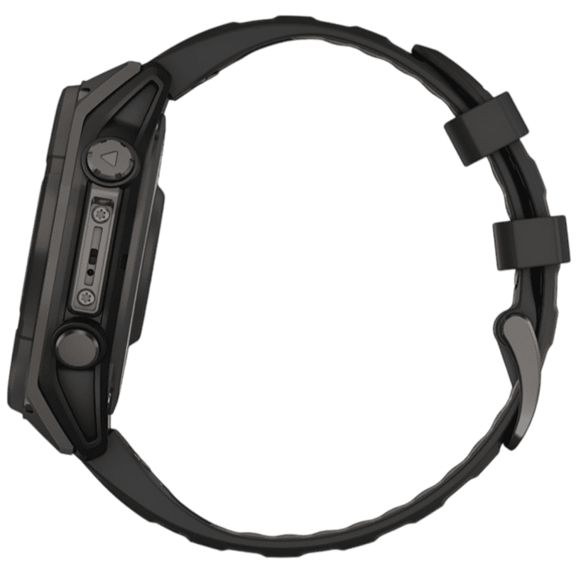 Умные часы Garmin Fenix 8 51 мм, Solar, титан с DLC, сапфир, силиконовый ремешок цвета чёрный/«серая галька»
