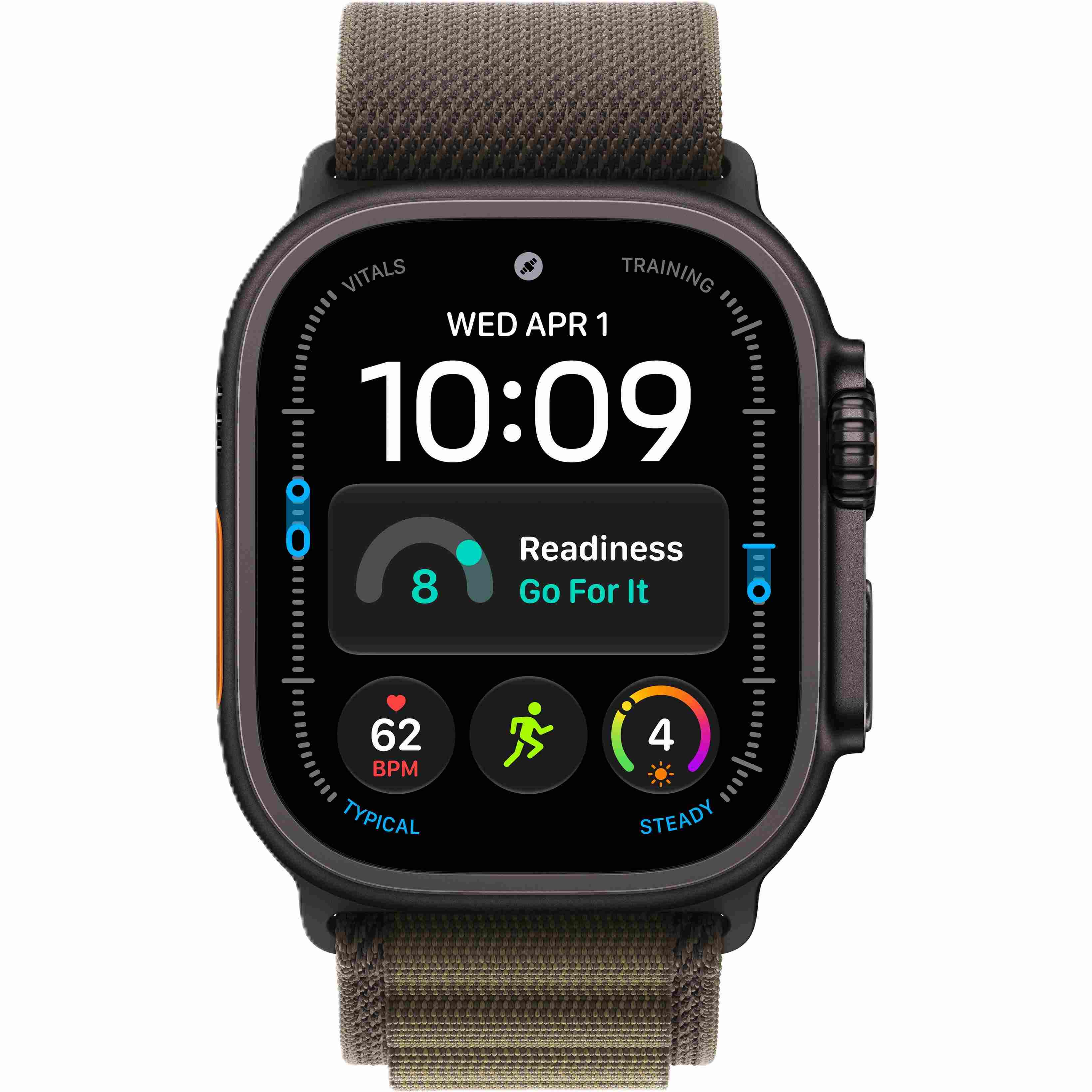 Apple Watch Ultra 4 GPS + Cellular, 49 мм, корпус из чёрного титана, ремешок Alpine тёмно-оливкового цвета