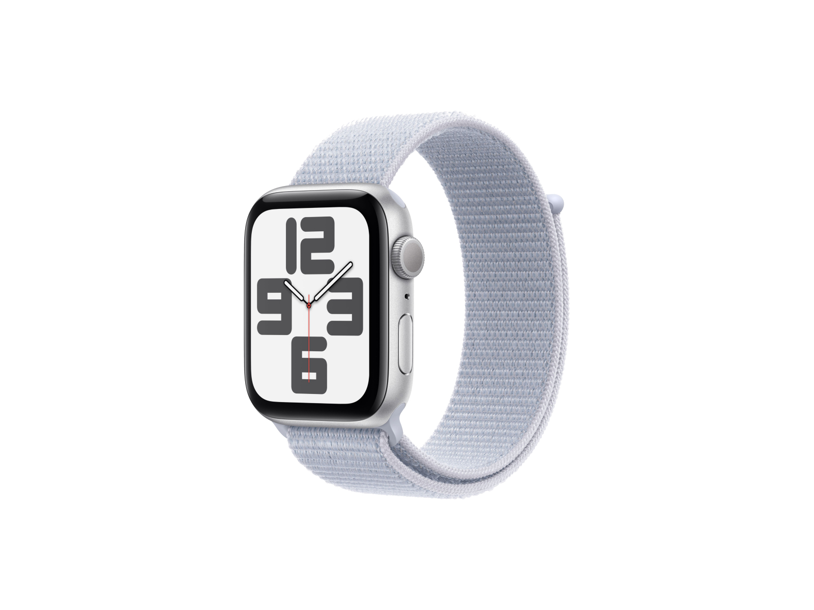 Apple Watch SE (2024), 40 мм, корпус из алюминия серебристого цвета, спортивный ремешок Loop дымчато-голубого цвета