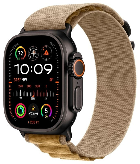 Apple Watch Ultra 2 GPS + Cellular, 49 мм, корпус из черного титана, ремешок Alpine коричневого цвета