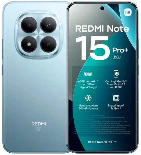 Смартфон Xiaomi Redmi Note 15 Pro+ (5G) 8/256 ГБ Голубой