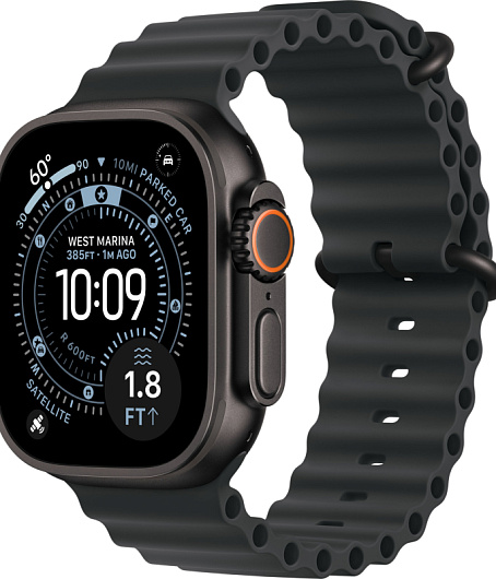 Apple Watch Ultra 3 GPS + Cellular, 49 мм, корпус из чёрного титана, ремешок Ocean чёрного цвета