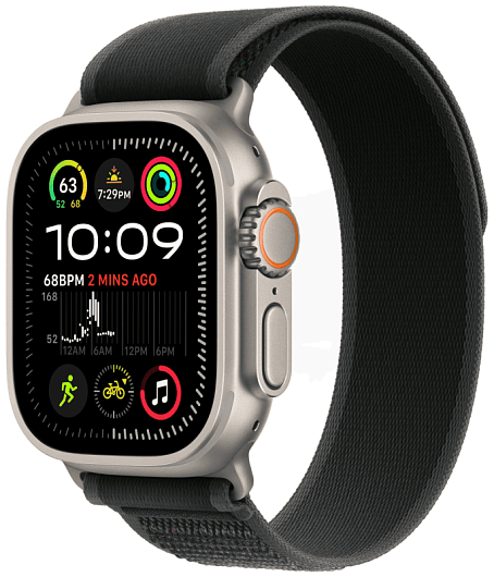 Apple Watch Ultra 2 GPS + Cellular, 49 мм, корпус из титана, ремешок Trail черного цвета