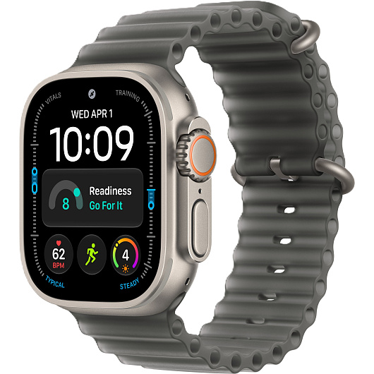 Apple Watch Ultra 4 GPS + Cellular, 49 мм, корпус из титана, ремешок Ocean цвета «полупрозрачный чёрный»