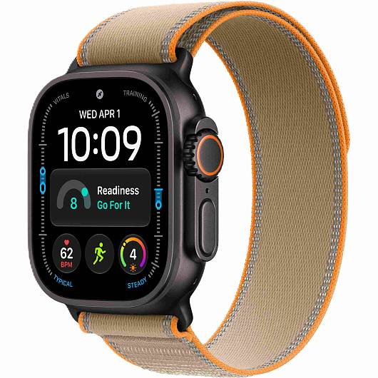 Apple Watch Ultra 4 GPS + Cellular, 49 мм, корпус из чёрного титана, ремешок Trail песочного цвета