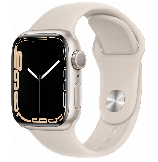 Apple Watch Series 7, 45 мм, корпус из алюминия цвета «сияющая звезда», спортивный ремешок «сияющая звезда»