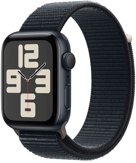 Apple Watch SE (2023), 40 мм, корпус из алюминия цвета «темная ночь», спортивный ремешок Loop «тёмная ночь»