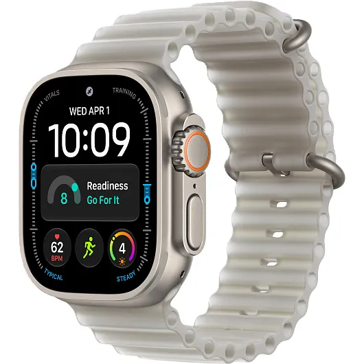 Apple Watch Ultra 4 GPS + Cellular, 49 мм, корпус из титана, ремешок Ocean цвета «полупрозрачный серый»