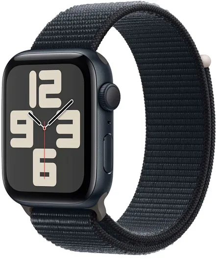 Apple Watch SE (2023), 40 мм, корпус из алюминия цвета «темная ночь», спортивный ремешок Loop «тёмная ночь»