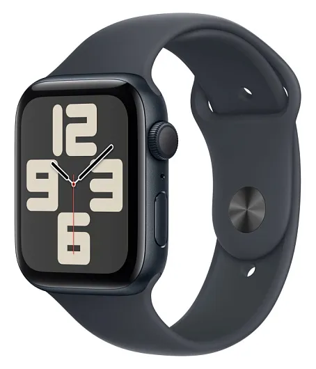 Apple Watch SE (2024), 40 мм, корпус из алюминия цвета «полуночный черный», спортивный ремешок «полуночный черный»
