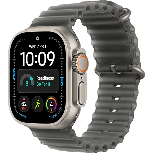 Apple Watch Ultra 4 GPS + Cellular, 49 мм, корпус из титана, ремешок Ocean цвета «полупрозрачный чёрный»