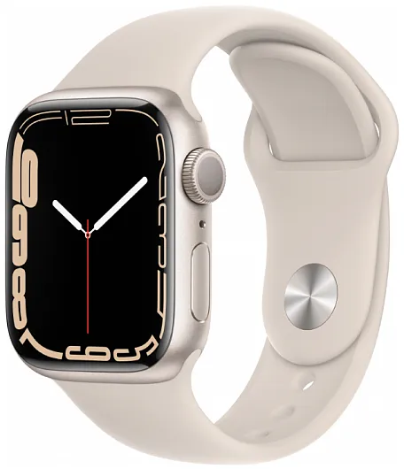 Apple Watch Series 7, 41 мм, корпус из алюминия цвета «сияющая звезда», спортивный ремешок «сияющая звезда»