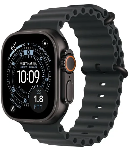 Apple Watch Ultra 3 GPS + Cellular, 49 мм, корпус из чёрного титана, ремешок Ocean чёрного цвета