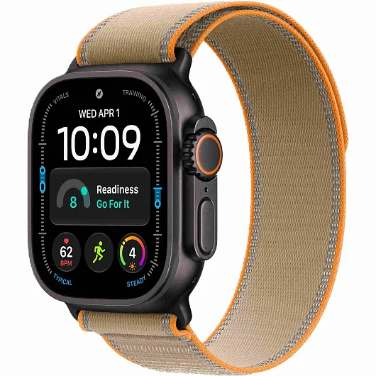Apple Watch Ultra 4 GPS + Cellular, 49 мм, корпус из чёрного титана, ремешок Trail песочного цвета