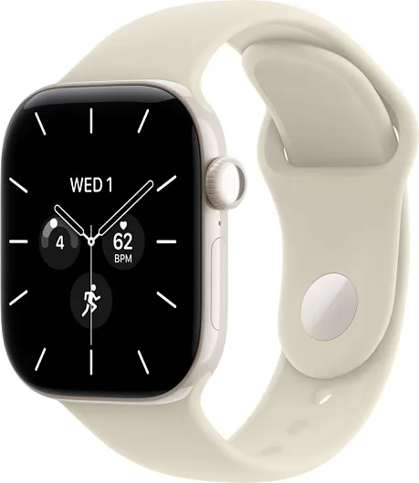 Apple Watch Series 12, 42 мм, Ceramic, корпус жемчужно-белого цвета, спортивный ремешок песочного цвета